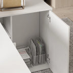 Scrivania angolare a L per computer, 140 cm, MDF, tavolo da scrittura per ufficio con portaoggetti