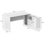 Scrivania angolare a L per computer, 140 cm, MDF, tavolo da scrittura per ufficio con portaoggetti