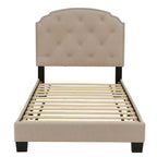 Letto singolo imbottito capitonné marrone chiaro / antracite / grigio chiaro, adatto per 1 persona