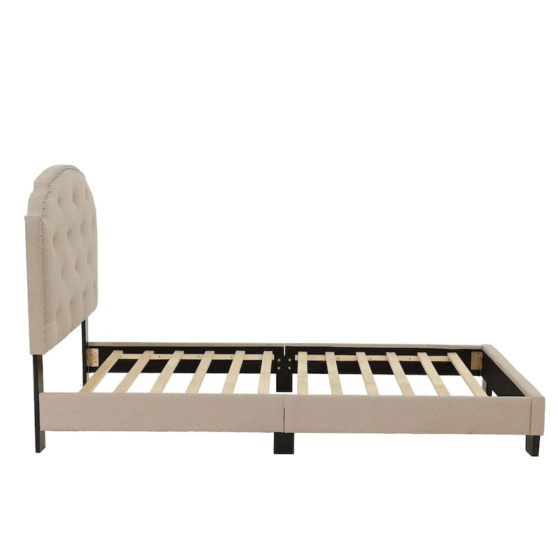 Letto singolo imbottito capitonné marrone chiaro / antracite / grigio chiaro, adatto per 1 persona