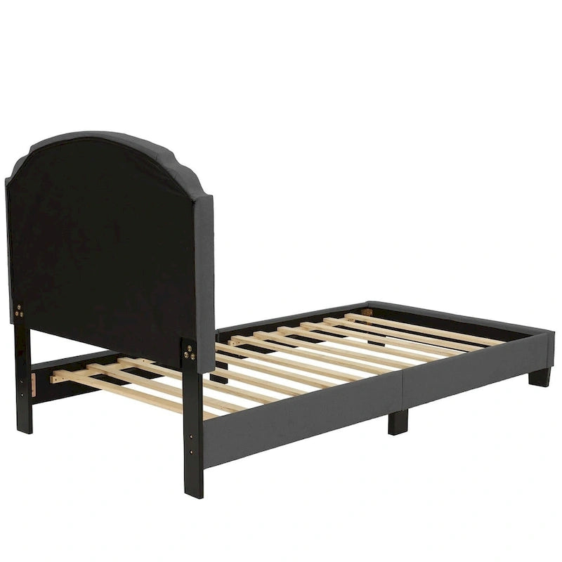 Letto singolo imbottito capitonné marrone chiaro / antracite / grigio chiaro, adatto per 1 persona