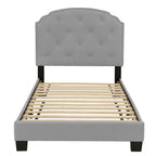 Letto singolo imbottito capitonné marrone chiaro / antracite / grigio chiaro, adatto per 1 persona