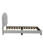 Letto singolo imbottito capitonné marrone chiaro / antracite / grigio chiaro, adatto per 1 persona