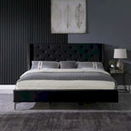 Struttura letto imbottita in velluto nero/blu/grigio/beige – California King, 1 persona