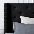 Struttura letto imbottita in velluto nero/blu/grigio/beige – California King, 1 persona
