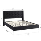 Struttura letto imbottita in velluto nero/blu/grigio/beige – California King, 1 persona