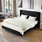 Struttura letto imbottita in velluto nero/blu/grigio/beige – California King, 1 persona