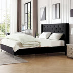 Struttura letto imbottita in velluto nero/blu/grigio/beige – California King, 1 persona
