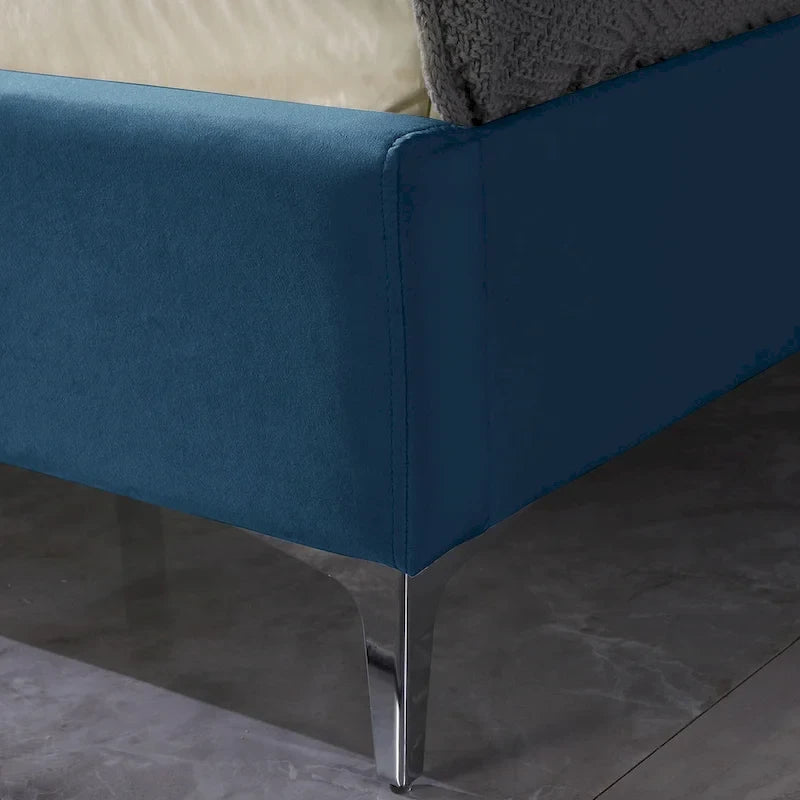 Struttura letto imbottita in velluto nero/blu/grigio/beige – California King, 1 persona