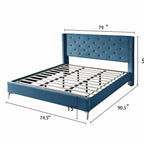 Struttura letto imbottita in velluto nero/blu/grigio/beige – California King, 1 persona