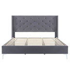 Struttura letto imbottita in velluto nero/blu/grigio/beige – California King, 1 persona
