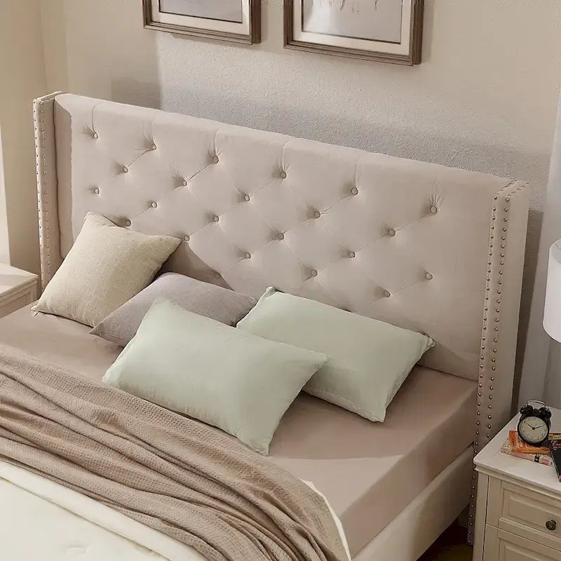 Struttura letto imbottita in velluto nero/blu/grigio/beige – California King, 1 persona