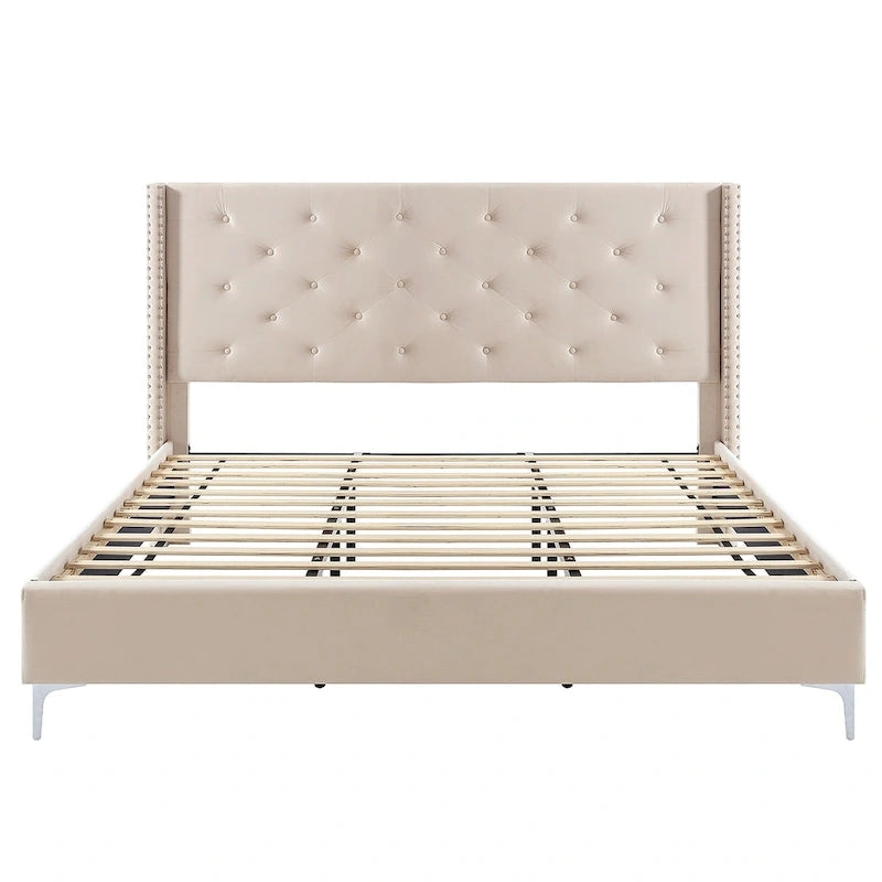 Struttura letto imbottita in velluto nero/blu/grigio/beige – California King, 1 persona