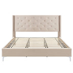Struttura letto imbottita in velluto nero/blu/grigio/beige – California King, 1 persona