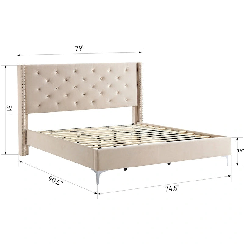 Struttura letto imbottita in velluto nero/blu/grigio/beige – California King, 1 persona