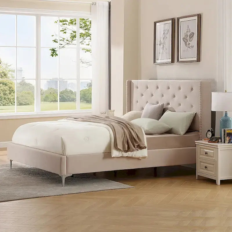 Struttura letto imbottita in velluto nero/blu/grigio/beige – California King, 1 persona