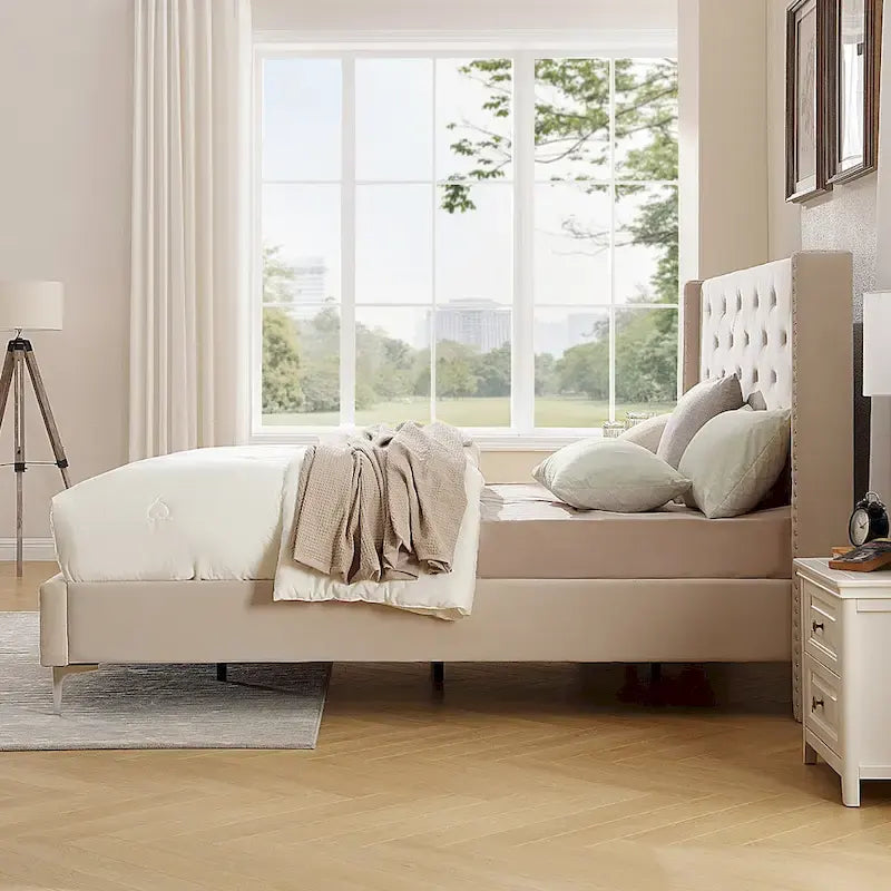 Struttura letto imbottita in velluto nero/blu/grigio/beige – California King, 1 persona