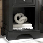 Comodino nero a 1 cassetto per 1 persona, in legno massello e composito