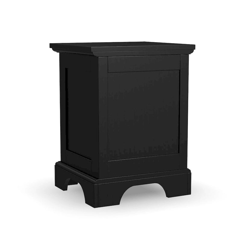Comodino nero a 1 cassetto per 1 persona, in legno massello e composito