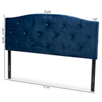 Testiera in velluto blu navy con bottoni trapuntati – Queen / Full / King, 1 persona
