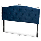 Testiera in velluto blu navy con bottoni trapuntati – Queen / Full / King, 1 persona