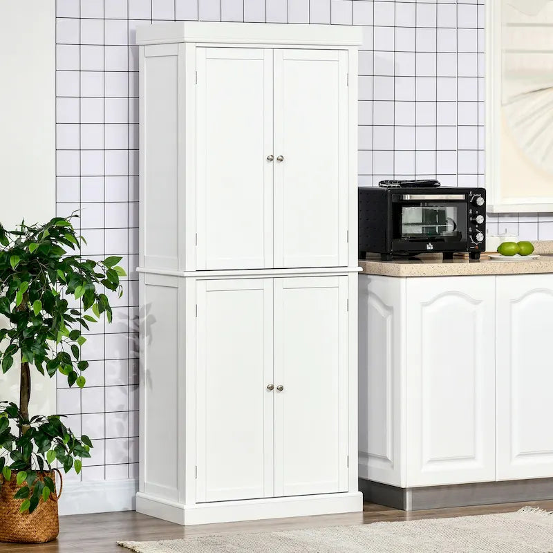 Mobile Dispensa a 4 Ante Autoportante da Cucina con 6 Ripiani Regolabili, 184 cm H