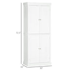 Mobile Dispensa a 4 Ante Autoportante da Cucina con 6 Ripiani Regolabili, 184 cm H