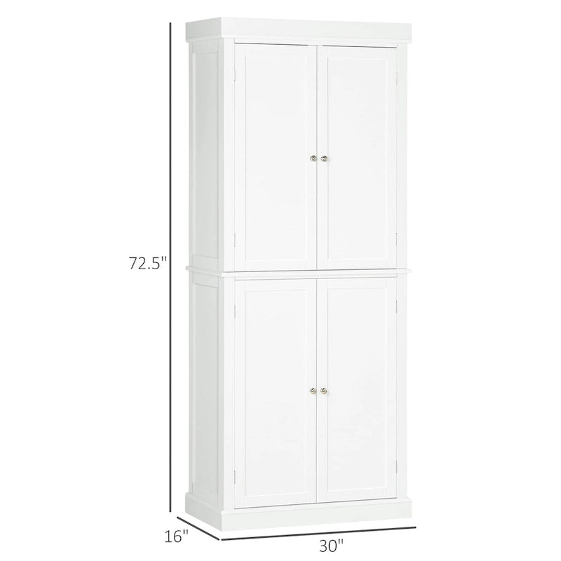 Mobile Dispensa a 4 Ante Autoportante da Cucina con 6 Ripiani Regolabili, 184 cm H