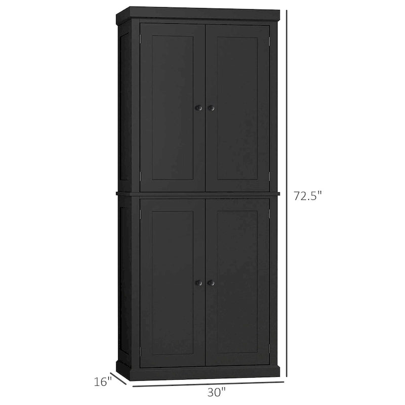 Mobile Dispensa a 4 Ante Autoportante da Cucina con 6 Ripiani Regolabili, 184 cm H
