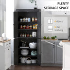 Mobile Dispensa a 4 Ante Autoportante da Cucina con 6 Ripiani Regolabili, 184 cm H