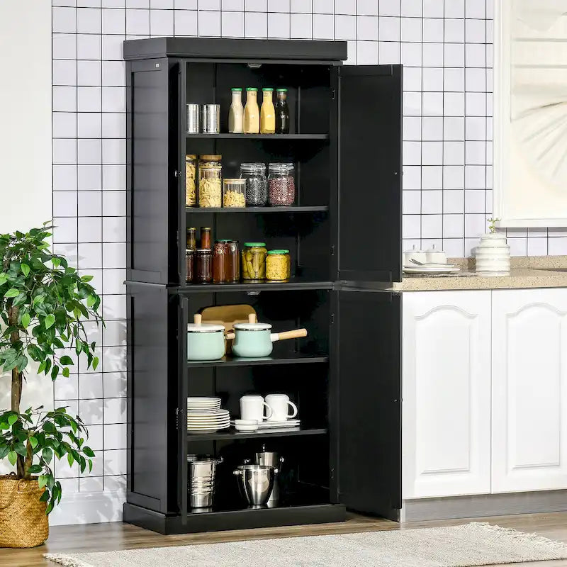 Mobile Dispensa a 4 Ante Autoportante da Cucina con 6 Ripiani Regolabili, 184 cm H