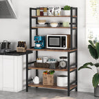 Scaffale industriale a 5 ripiani con credenza – Marrone rustico / Bianco / Nero / Grigio, 1 persona