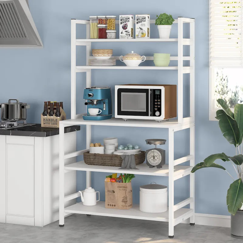 Scaffale industriale a 5 ripiani con credenza – Marrone rustico / Bianco / Nero / Grigio, 1 persona