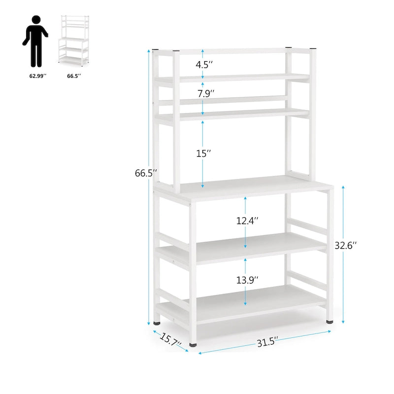 Scaffale industriale a 5 ripiani con credenza – Marrone rustico / Bianco / Nero / Grigio, 1 persona