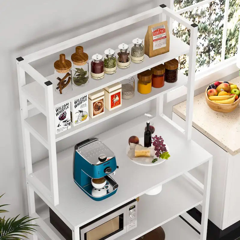 Scaffale industriale a 5 ripiani con credenza – Marrone rustico / Bianco / Nero / Grigio, 1 persona
