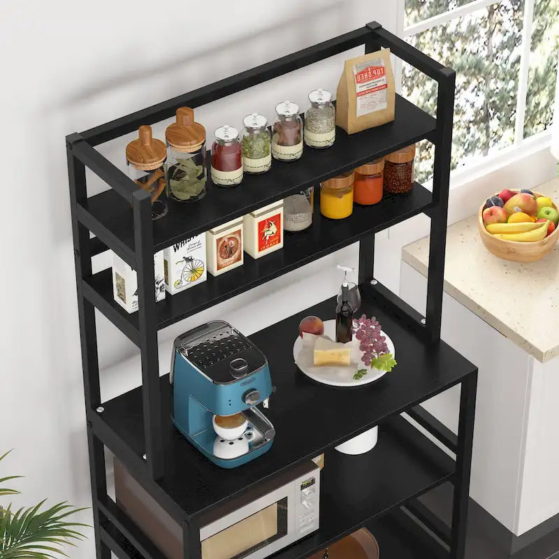 Scaffale industriale a 5 ripiani con credenza – Marrone rustico / Bianco / Nero / Grigio, 1 persona