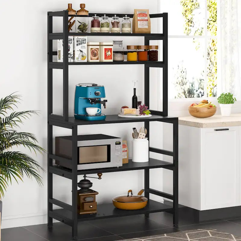 Scaffale industriale a 5 ripiani con credenza – Marrone rustico / Bianco / Nero / Grigio, 1 persona