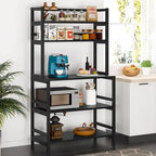 Scaffale industriale a 5 ripiani con credenza – Marrone rustico / Bianco / Nero / Grigio, 1 persona