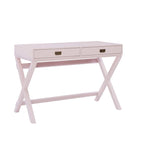 Scrivania da Scrittura Rosa / Rosa Chiaro con 2 Cassetti, Minuteria Color Oro Rosa, 1 Posto