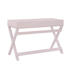 Scrivania da Scrittura Rosa / Rosa Chiaro con 2 Cassetti, Minuteria Color Oro Rosa, 1 Posto