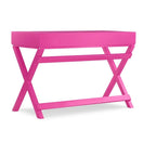Scrivania da Scrittura Rosa / Rosa Chiaro con 2 Cassetti, Minuteria Color Oro Rosa, 1 Posto