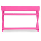 Scrivania da Scrittura Rosa / Rosa Chiaro con 2 Cassetti, Minuteria Color Oro Rosa, 1 Posto