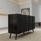 Mobile buffet nero con contenitore, credenza a 2 ante, montaggio per 1 persona