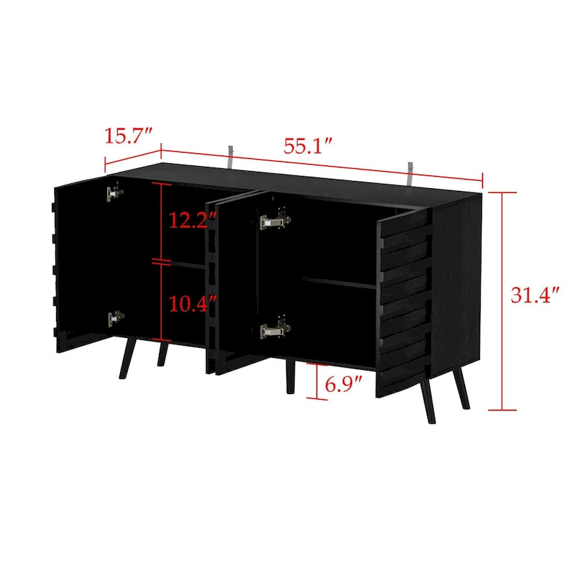 Mobile buffet nero con contenitore, credenza a 2 ante, montaggio per 1 persona