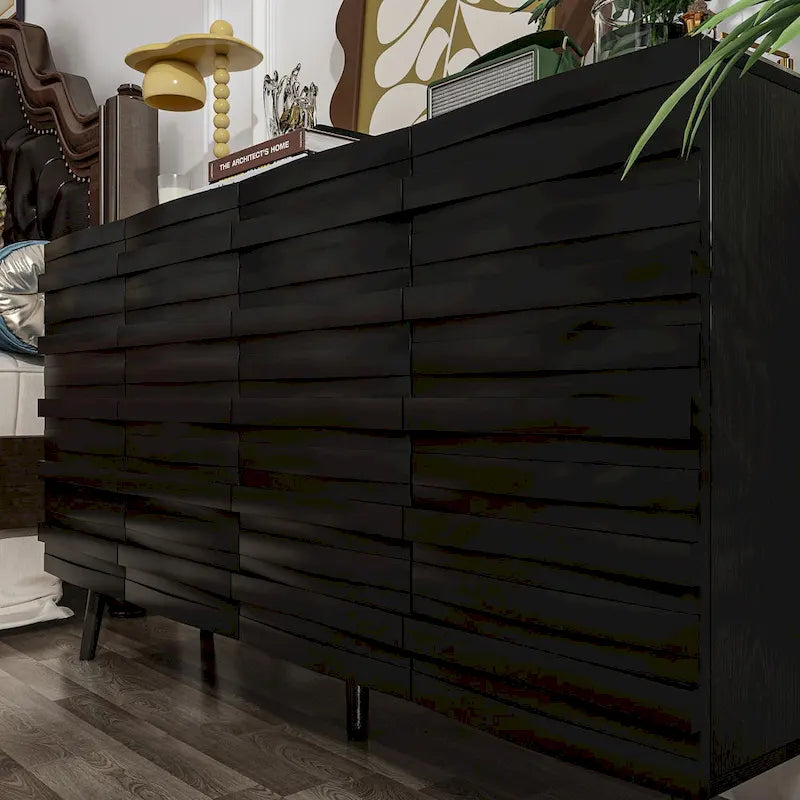 Mobile buffet nero con contenitore, credenza a 2 ante, montaggio per 1 persona