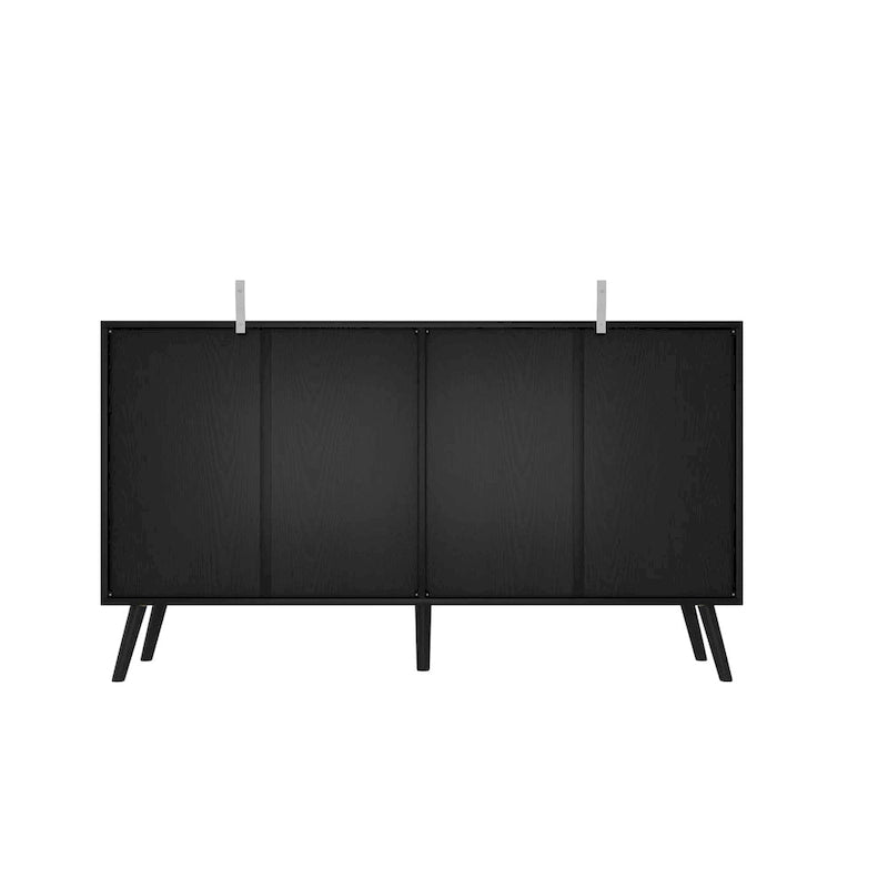 Mobile buffet nero con contenitore, credenza a 2 ante, montaggio per 1 persona