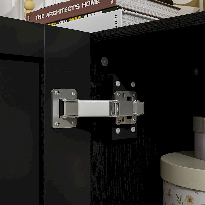 Mobile buffet nero con contenitore, credenza a 2 ante, montaggio per 1 persona