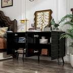 Mobile buffet nero con contenitore, credenza a 2 ante, montaggio per 1 persona