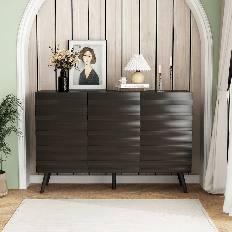 Mobile buffet nero con contenitore, credenza a 2 ante, montaggio per 1 persona