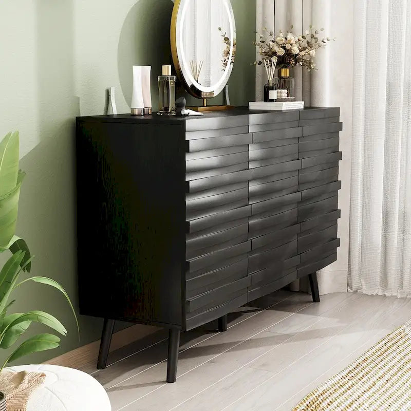 Mobile buffet nero con contenitore, credenza a 2 ante, montaggio per 1 persona